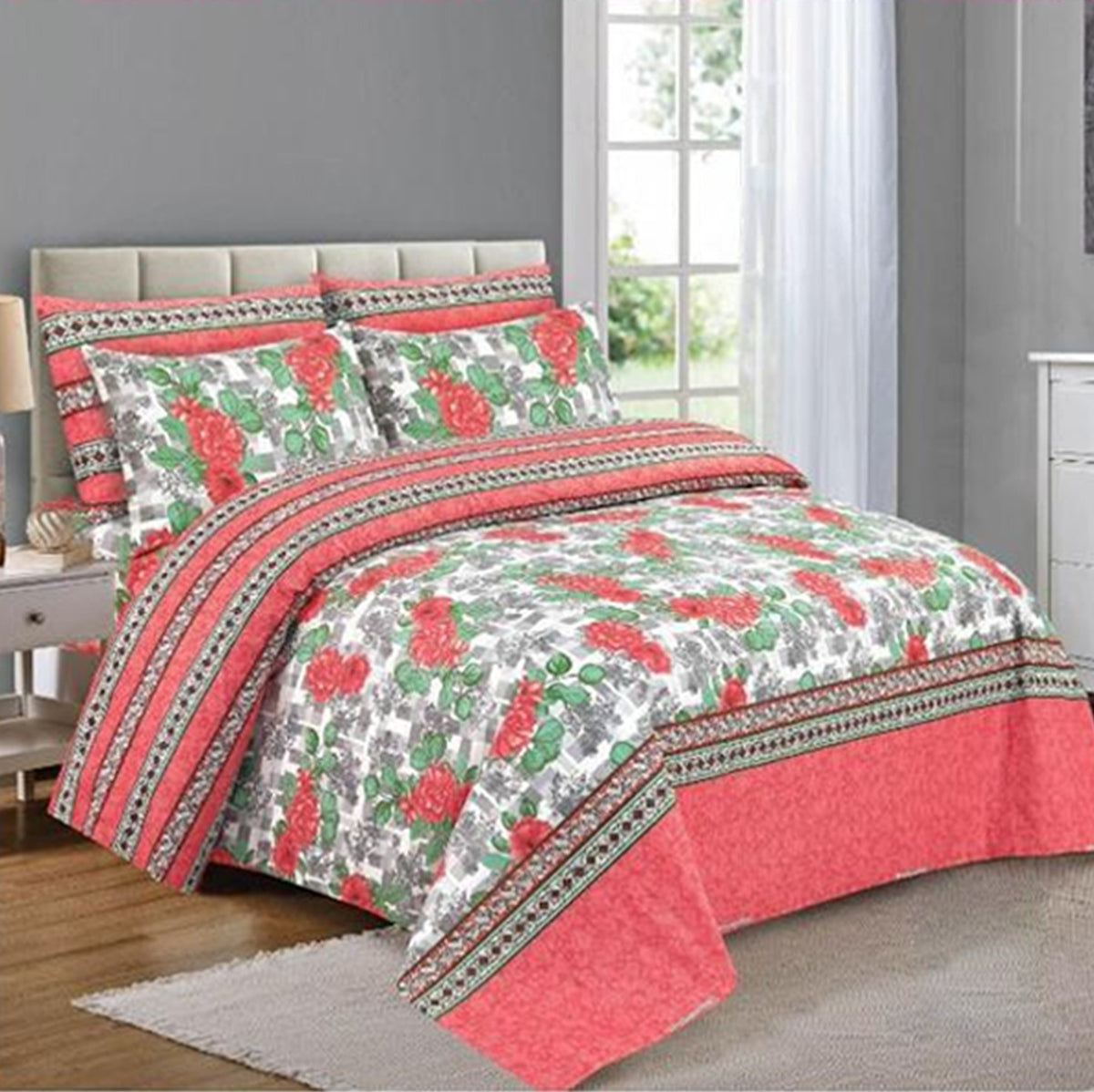 King Size Cotton Comforter Set (6 Pcs) (Design CB – 1001)