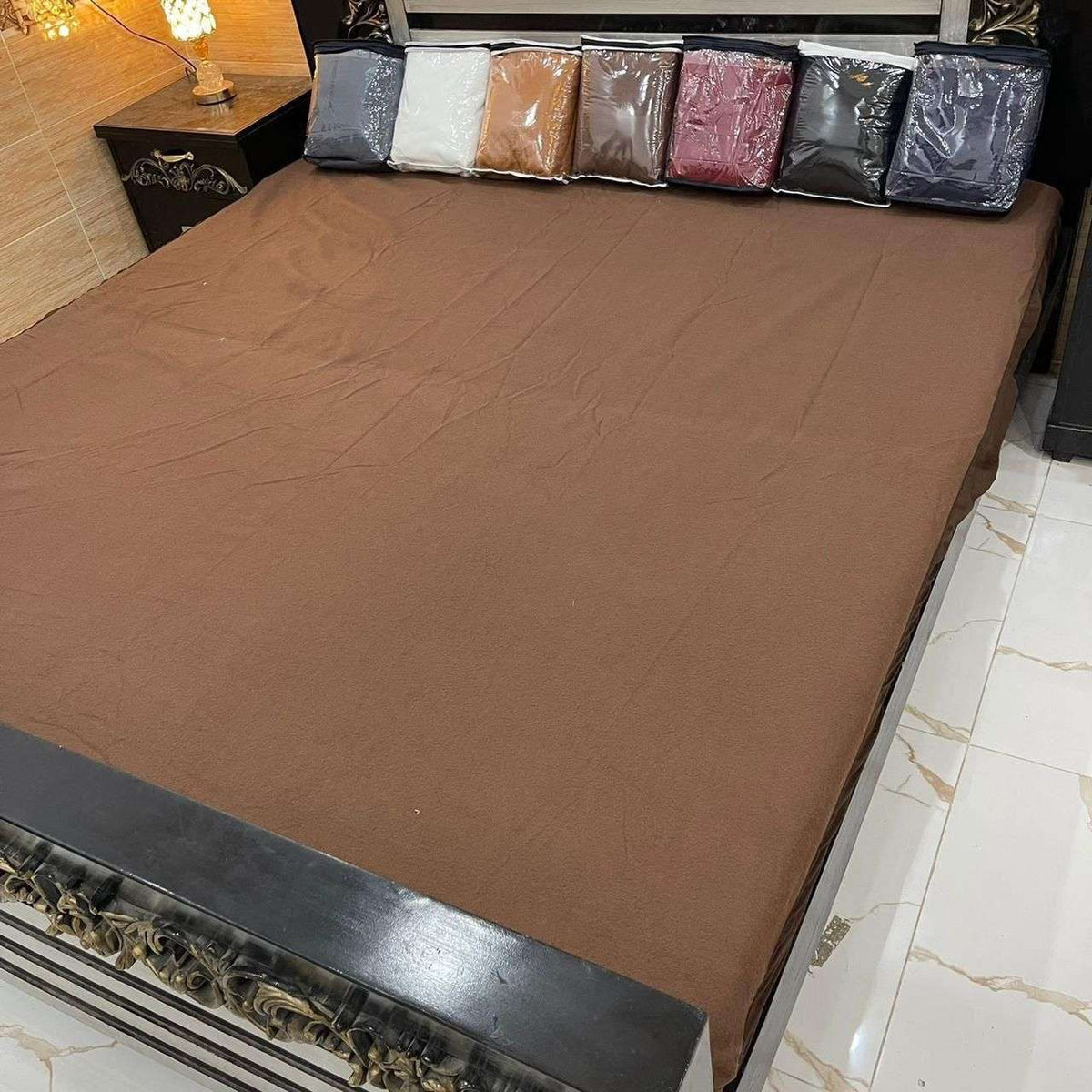 Premium Cotton Waterproof Mattress Cover Brown